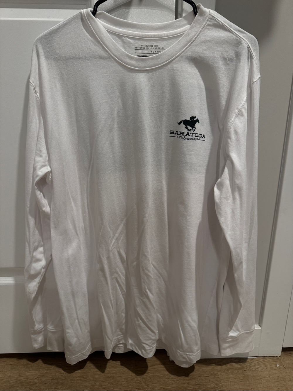 Saratoga White Long-Sleeve Men's Crew TeeXL